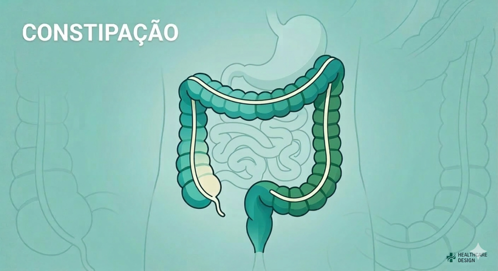 ilustração médica mostrando constipação intestinal